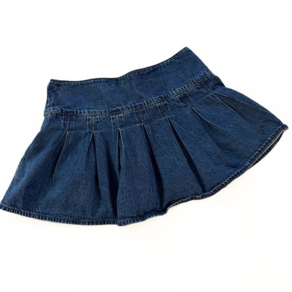 American Eagle Skort Womens 2 High Rise Denim Mini Pleated Skirt Blue - Picture 8 of 9